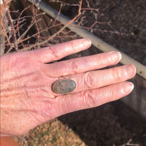 BOUTIQUE GREEN RUTILE IN QUARTZ 925 SILVER RING 7 - Picture 9 of 12